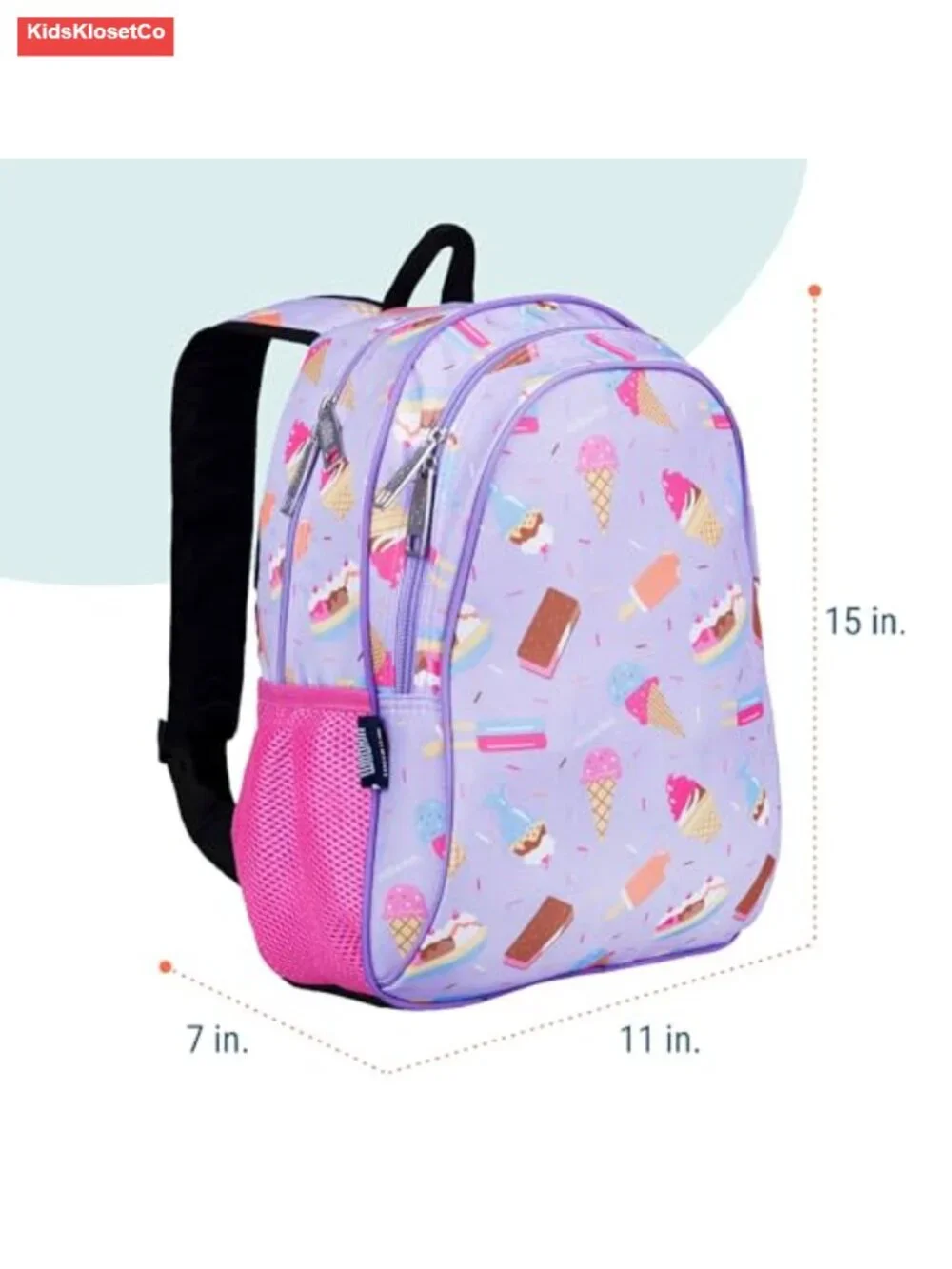 Kids 15 Inch Backpack for School, Polyester, Adjustable Padded Straps